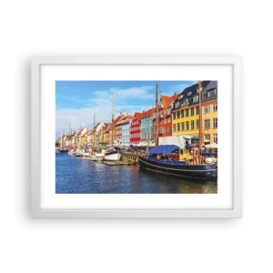 Plakát v bílém rámu - Radostné nábřeží - 40x30 cm