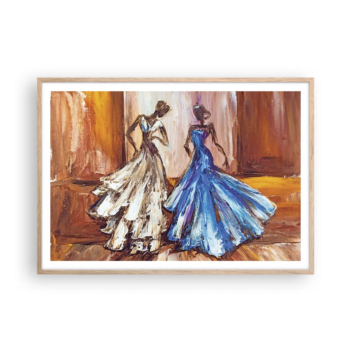 Plakát v rámu světlý dub - Půvabné duo - 100x70 cm