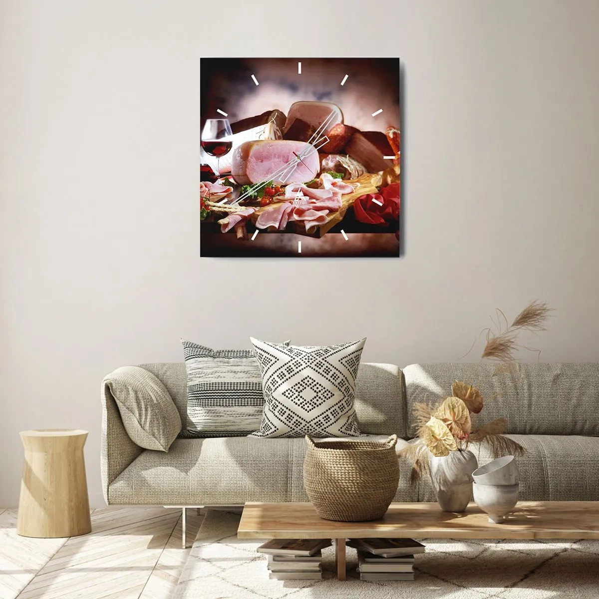 Nástěnné hodiny - Kulinární snění s karafou - 40x40 cm