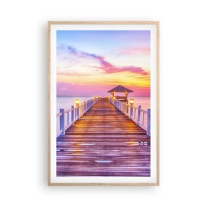 Plakát v rámu světlý dub - Liliově-zlaté ticho večera - 61x91 cm