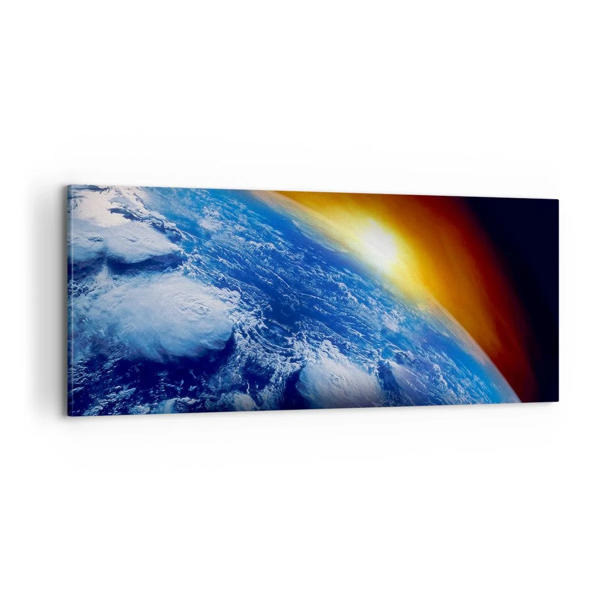 Obraz na plátně - Východ slunce nad modrou planetou - 100x40 cm