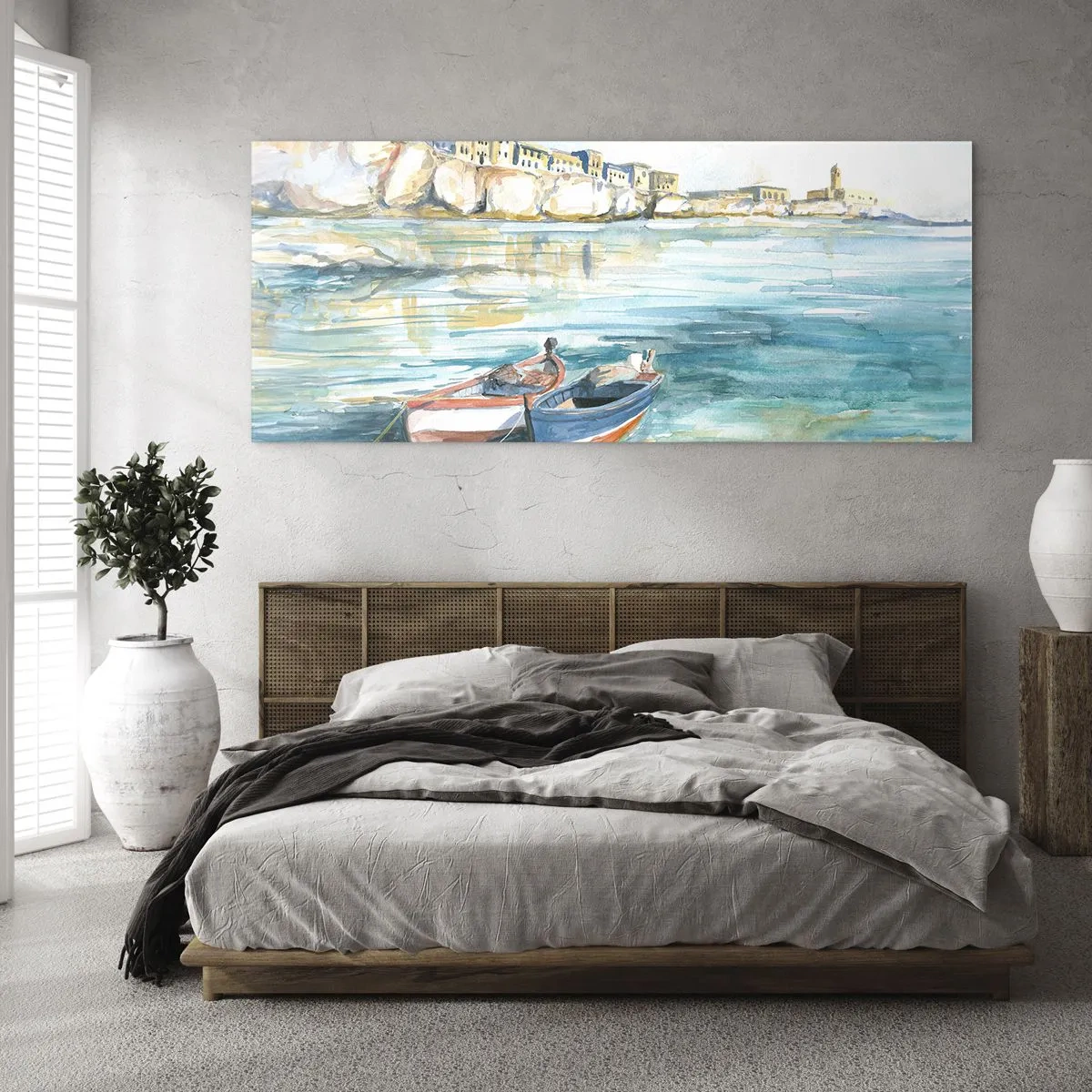 Obraz na skle - Krajina v modří - 100x40 cm