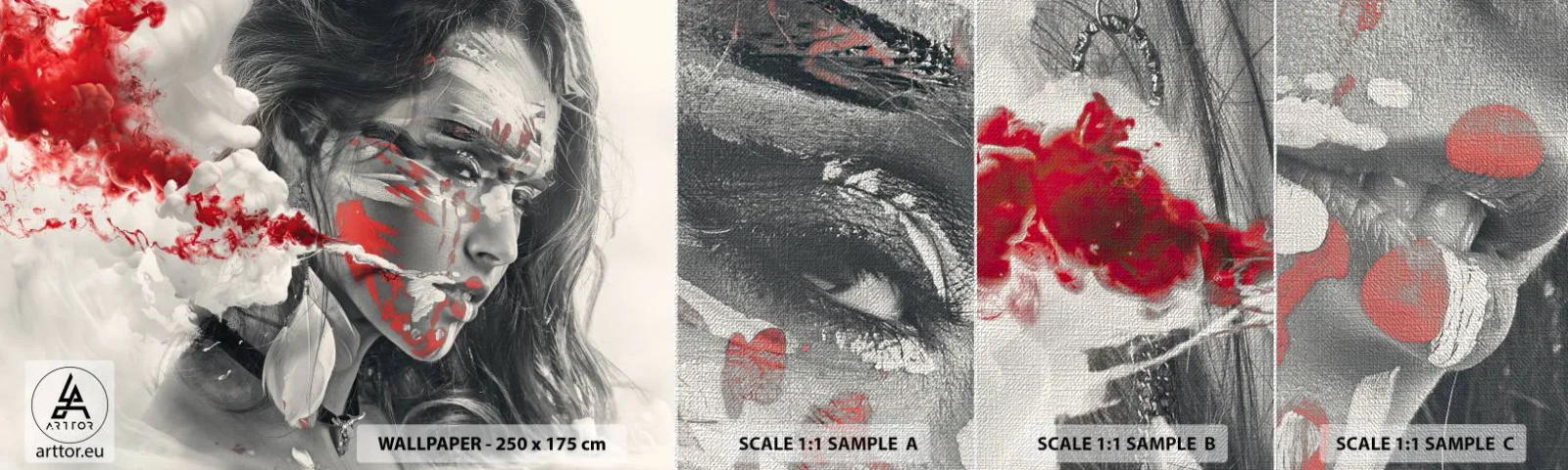 Vzor Fototapety Premium Canvas - Ve spárech absurdity - Abstrakce, ženská tvář, Portrét ženy - 100x30 cm