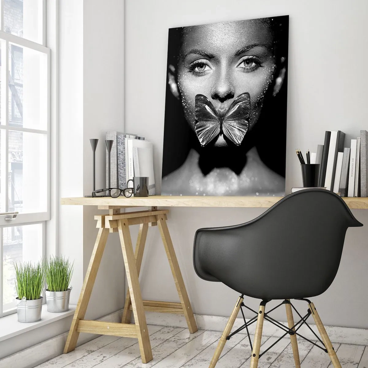 Obraz na skle - Motýlí polibek - 50x70 cm