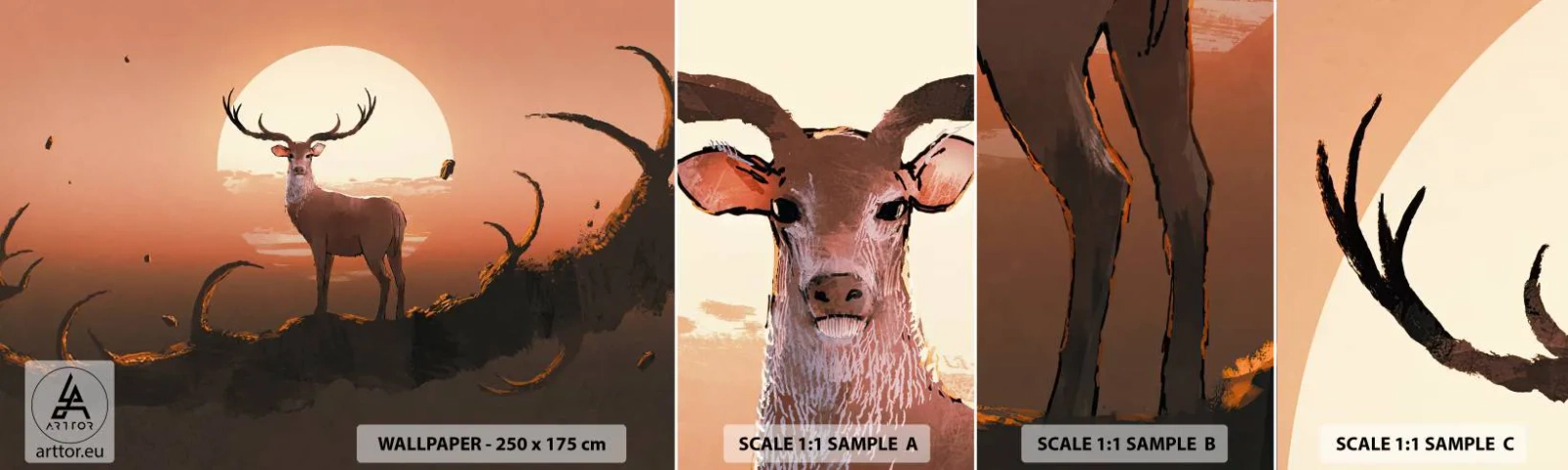 Vzor Fototapety Samolepicí Deluxe Sticker - Tato noc se nepodobá jiným - Abstrakce, Jelen, Kus - 100x30 cm