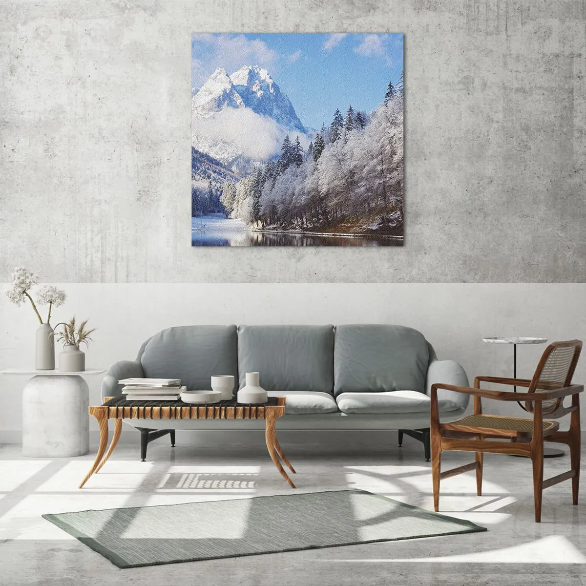 Obraz na skle - Sněhová stráž - 60x60 cm