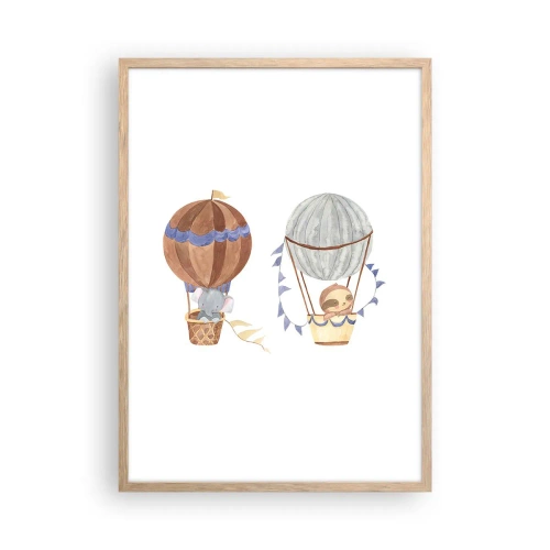 Plakát v rámu světlý dub - Přátelé na cestách - 50x70 cm