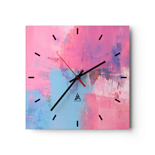 Nástěnné hodiny - Růžová, modrá a špetka světla - 30x30 cm