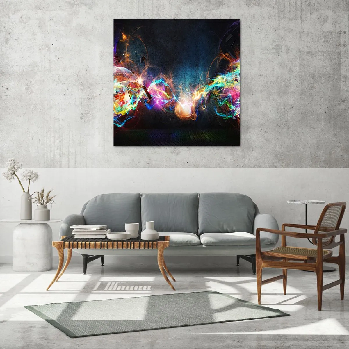 Obraz na skle - Radostně proti tmě - 60x60 cm