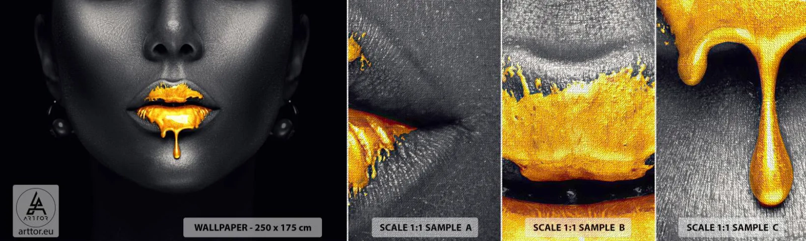 Vzor Fototapety Premium Canvas - Zlatoústá - Abstrakce, Ženská ústa, ženská tvář - 100x30 cm