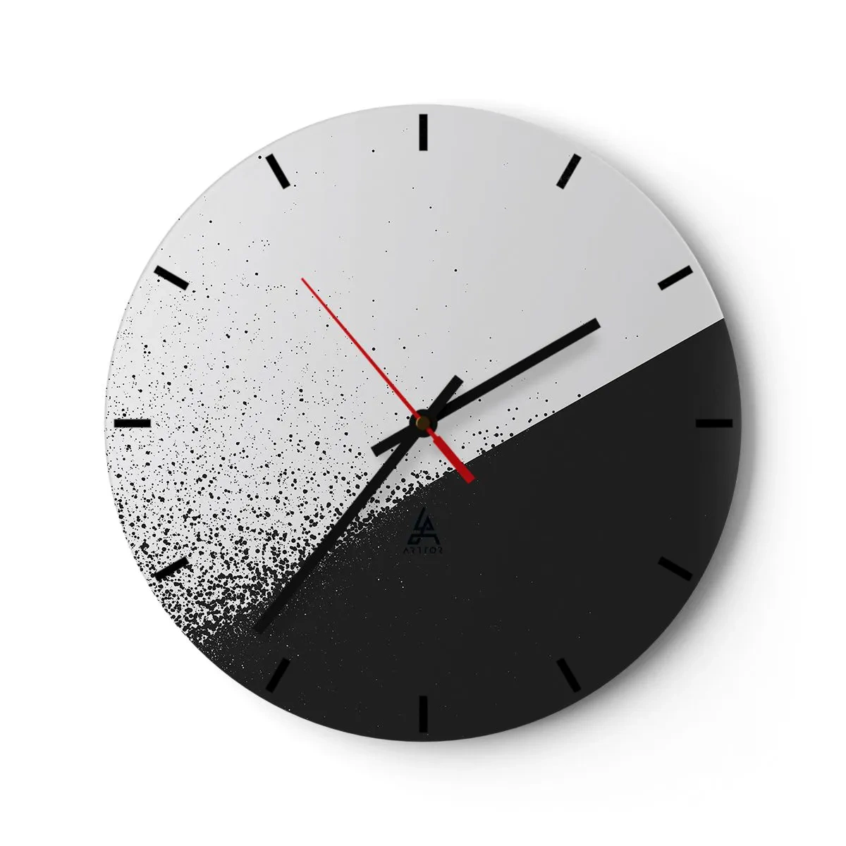 Nástěnné hodiny - Geometrická kompozice v kontrastní černé a bílé - 30x30cm - Rychleji a rychleji, více a více - Moderní nástěnná dekorace do obývacího pokoje, kuchyně a ložnice ARTTOR