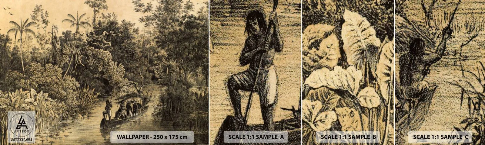 Vzor Fototapety Samolepicí Deluxe Sticker - Výlet ke zdroji - Džungle, Amazonie, Tropy - 100x30 cm