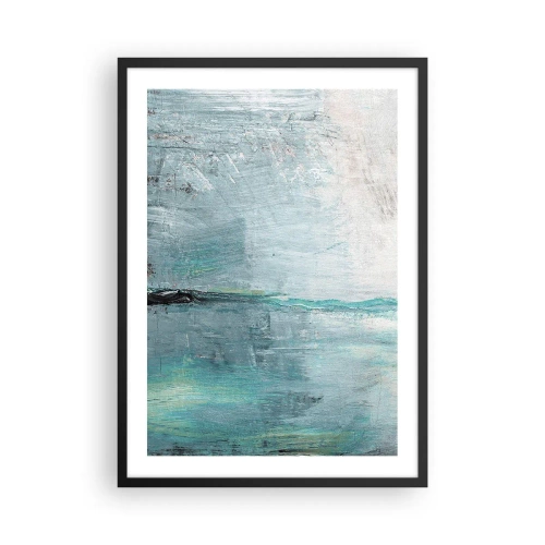Plakát v černém rámu - Abstraktní krajina v odstínech modré a šedé - 50x70cm - Horizontálně v modři - Moderní nástěnná dekorace do obývacího pokoje a ložnice ARTTOR