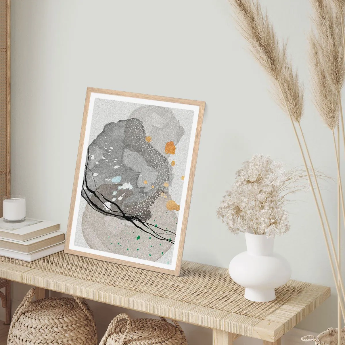 Plakát v rámu světlý dub - Organická kompozice - 70x100 cm
