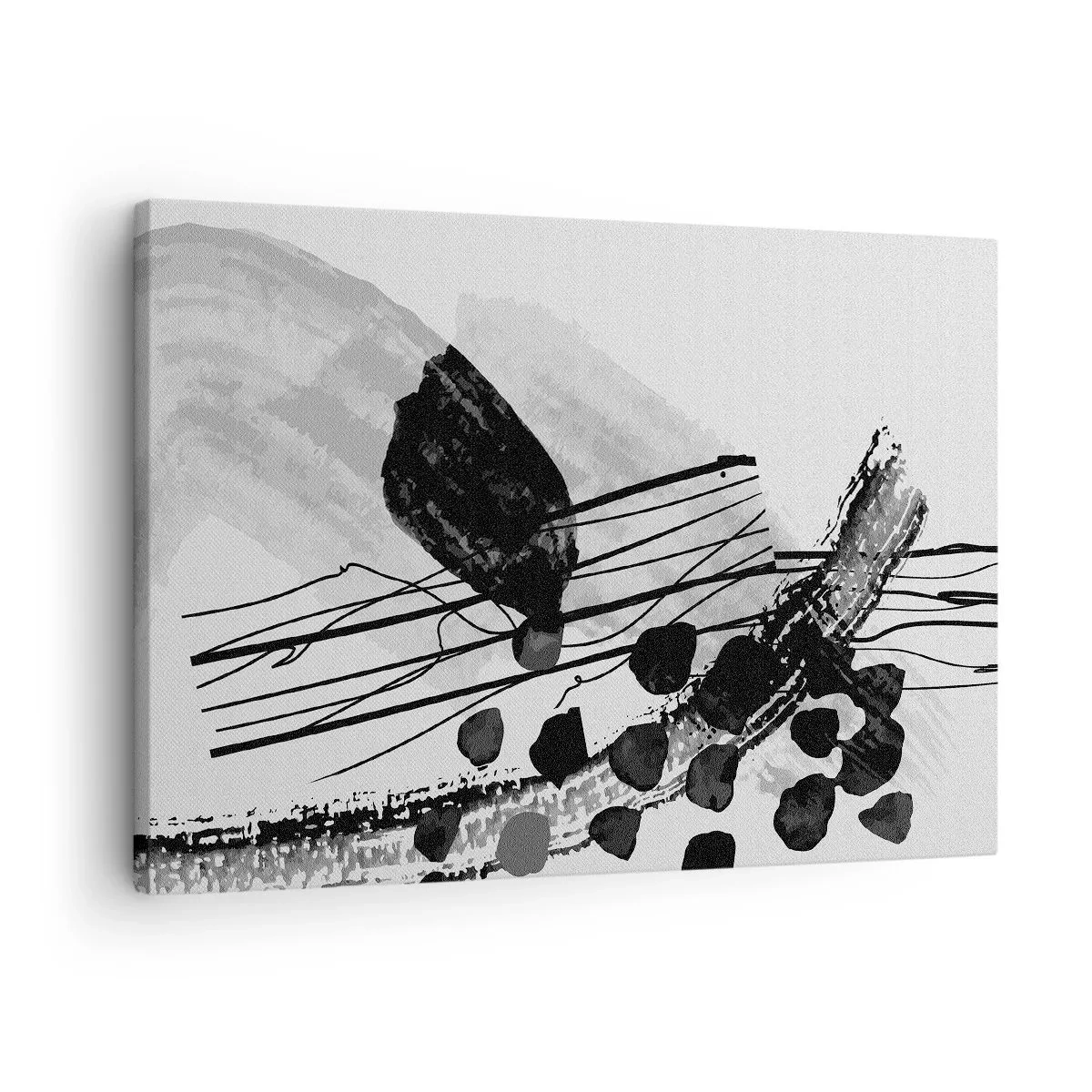 Obraz na plátně - Černobílá abstraktní kompozice s organickými tvary - 70x50cm - Černobílá organická abstrakce - Moderní nástěnná dekorace do obývacího pokoje a ložnice ARTTOR