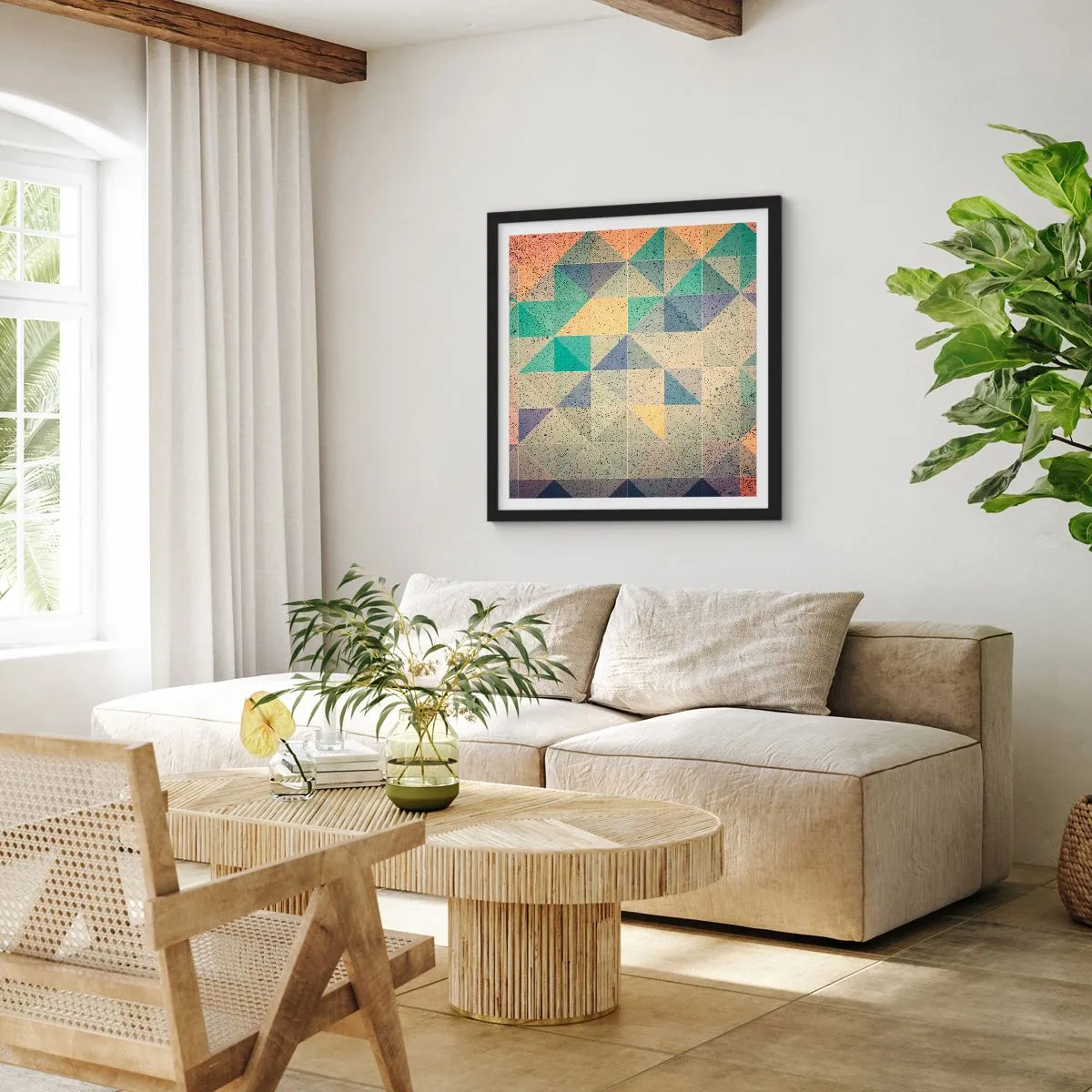 Plakát v černém rámu - Republika trojúhelníků - 60x60 cm