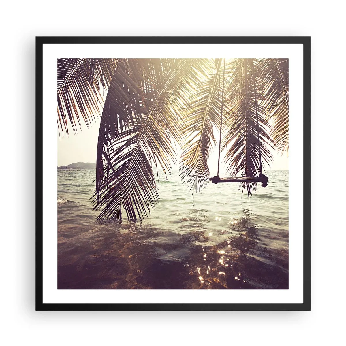 Plakát v černém rámu - Houpat se libovolně v oblacích - 60x60 cm