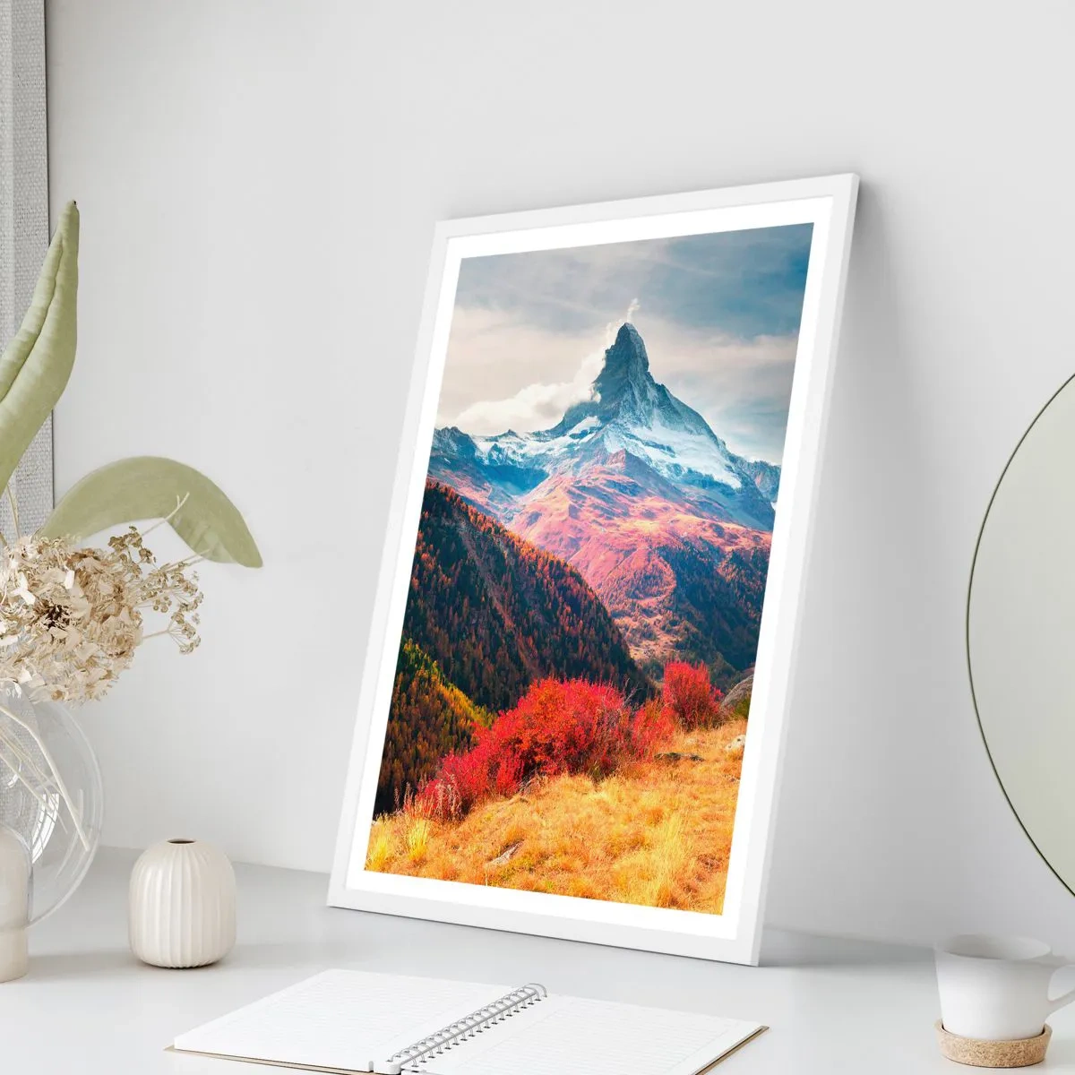 Plakát v bílém rámu - Alpský podzim - 61x91 cm