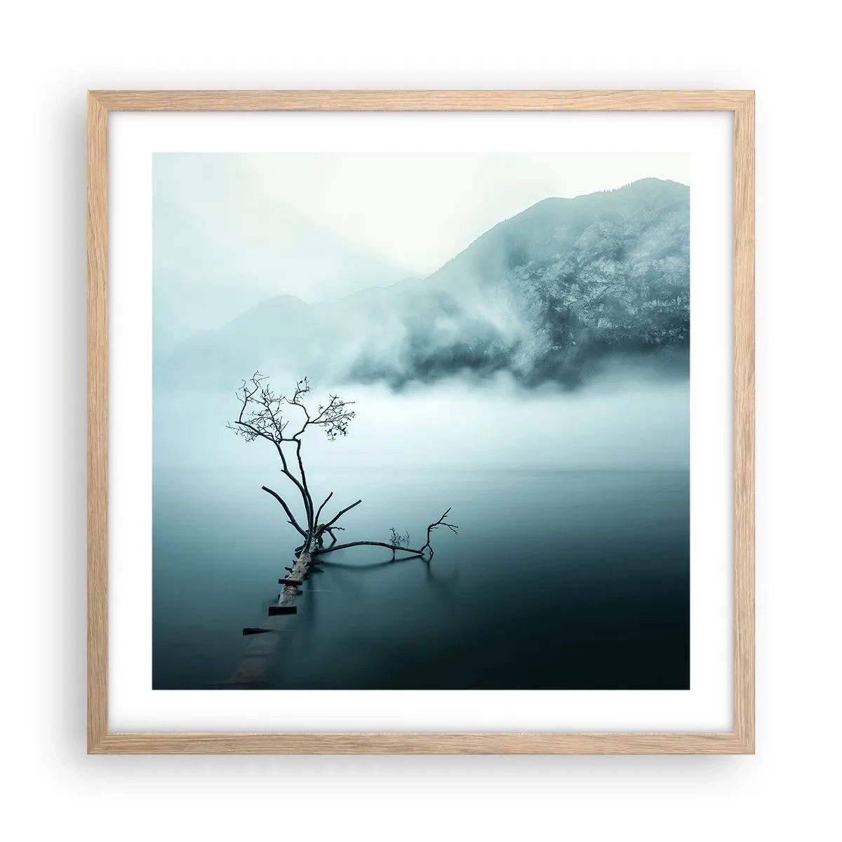 Plakát v rámu světlý dub - Z vody a mlhy - 50x50 cm