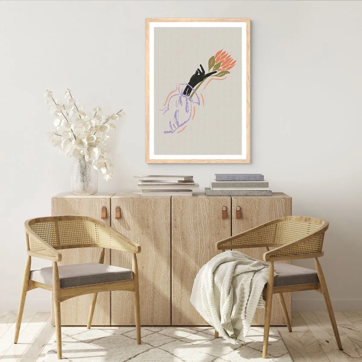 Plakát v rámu světlý dub - Sesterský dotek - 40x50 cm