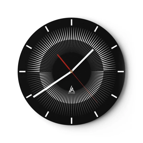 Nástěnné hodiny - Černé pozadí se zářivým vzorem v podobě slunečního disku - 30x30cm - Černé slunce - Moderní nástěnná dekorace do obývacího pokoje, kuchyně a ložnice ARTTOR