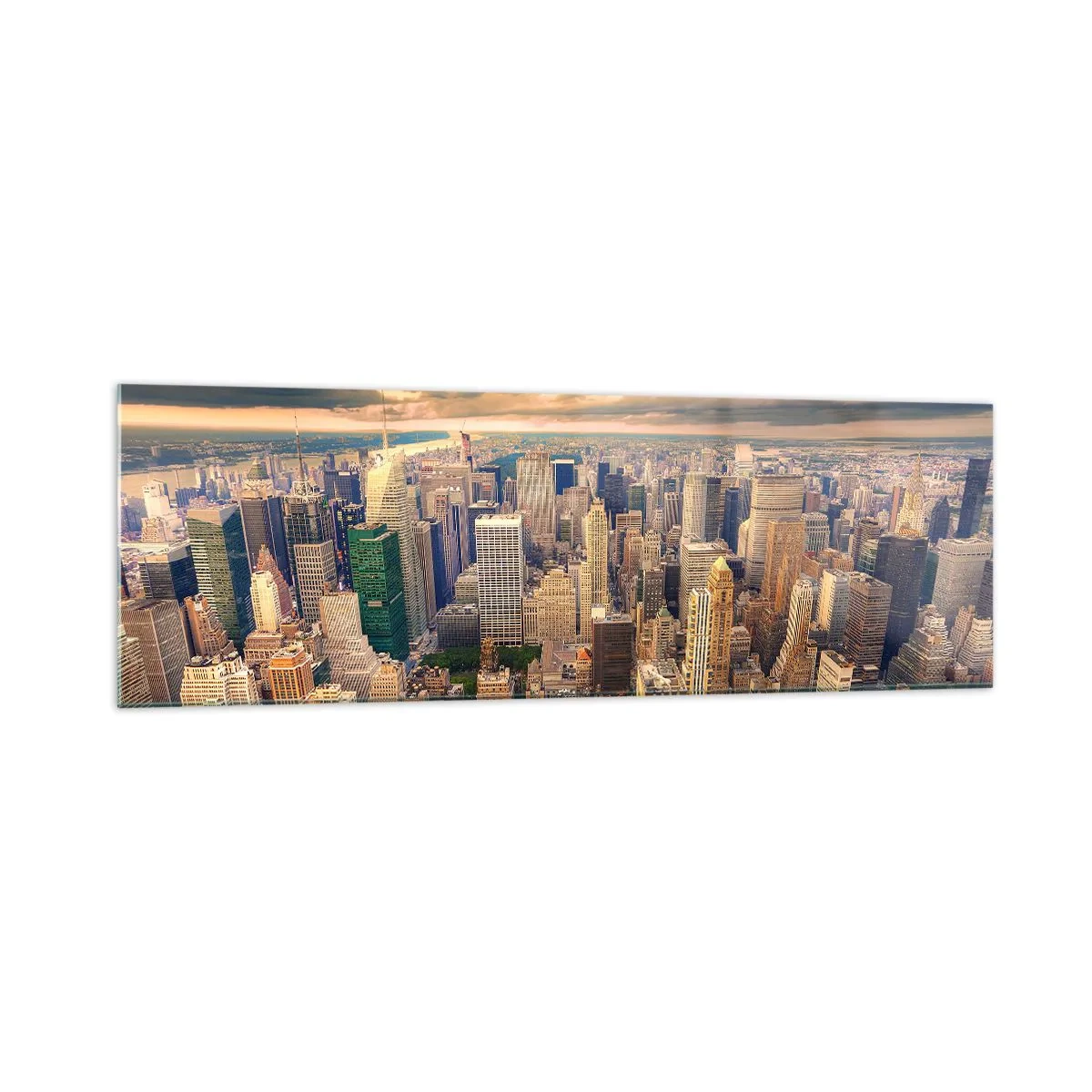 Obraz na skle - Pozlacené Metropolis - 160x50 cm