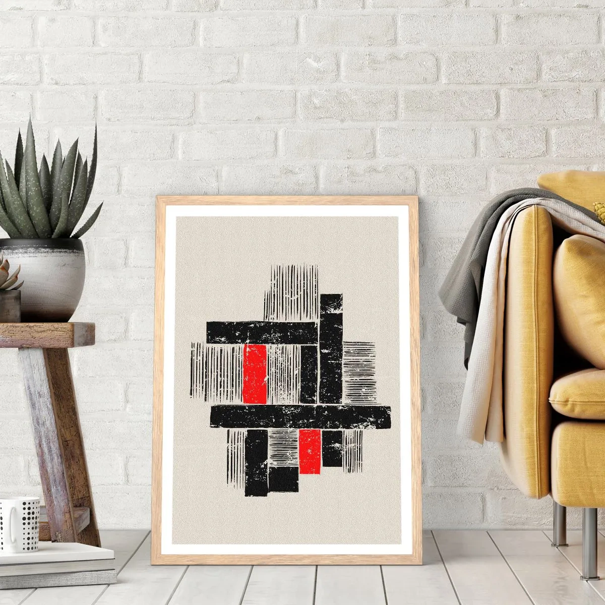 Plakát v rámu světlý dub - Červené a černé - 61x91 cm
