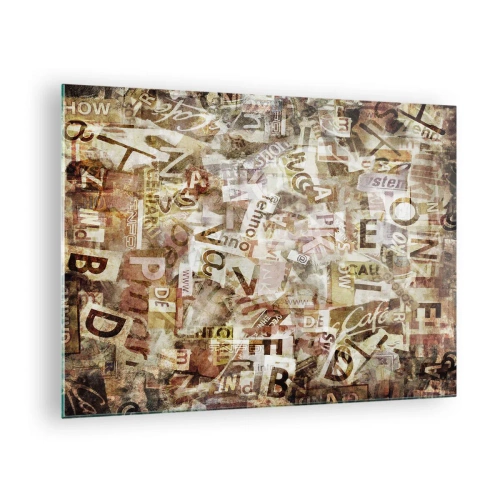 Obraz na skle - Vintage koláž z dopisů a novinových výstřižků - 70x50cm - Kecy, kecy, kecy - Moderní nástěnná dekorace do obývacího pokoje a ložnice ARTTOR