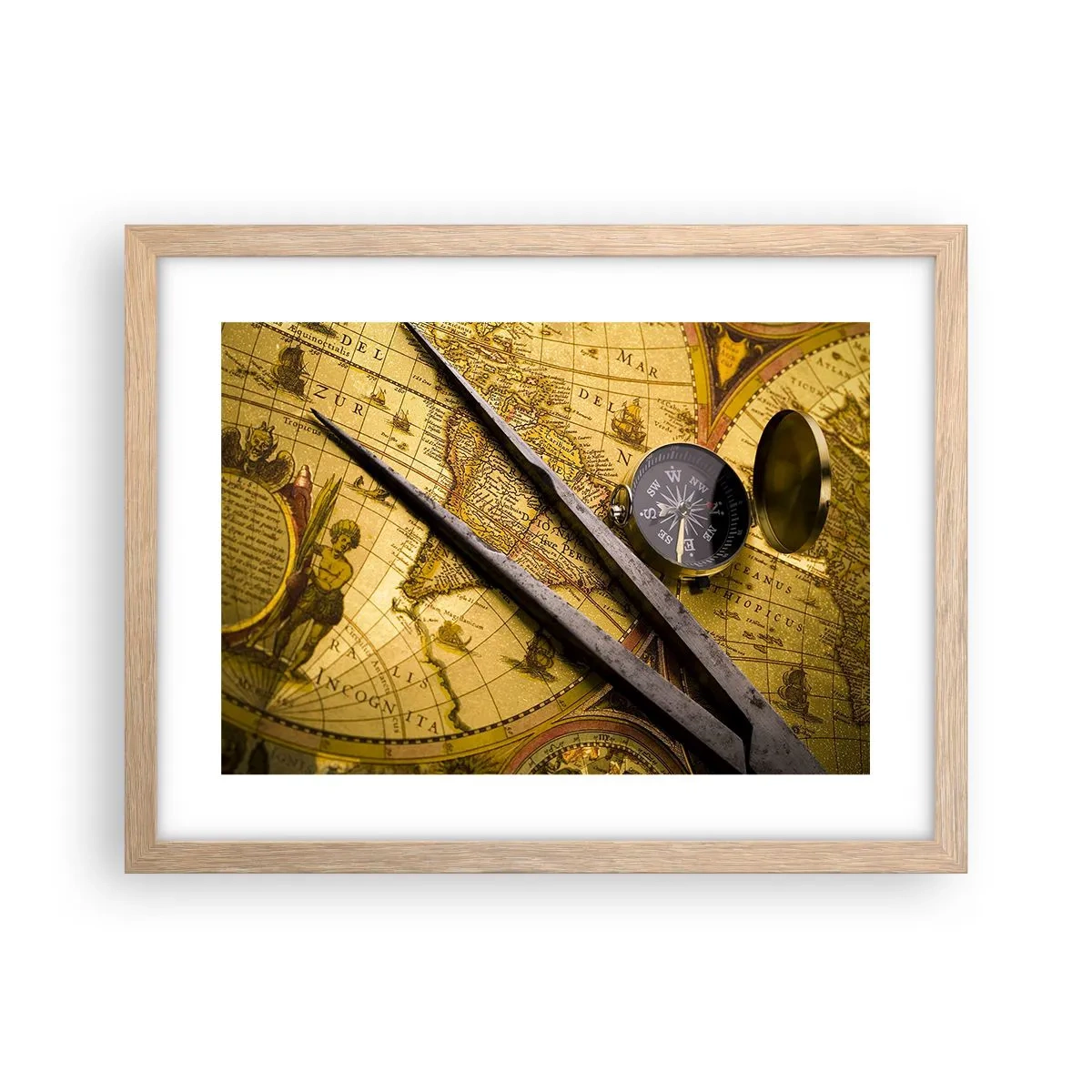 Plakát v rámu světlý dub - Kde jsou ty poklady? - 40x30 cm