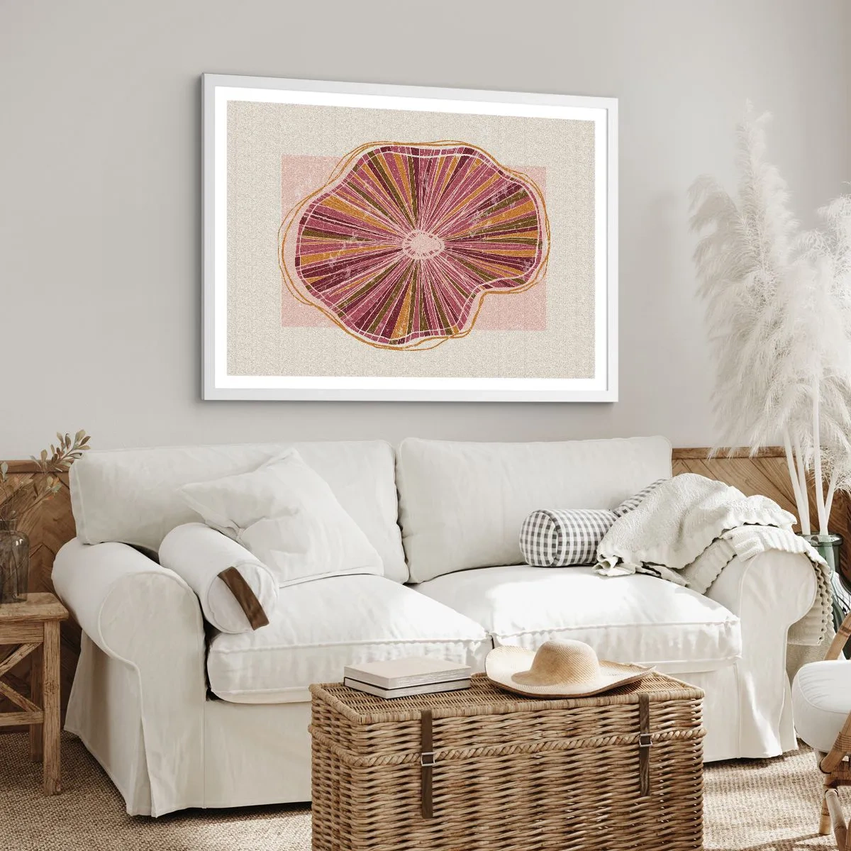 Plakát v bílém rámu - Radiální abstrakce - 70x50 cm