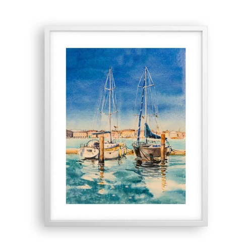 Plakát v bílém rámu - Slunečná laguna - 40x50 cm