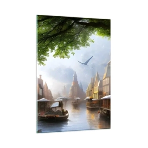 Obraz na skle - Nizozemská městská krajinka - 50x70 cm