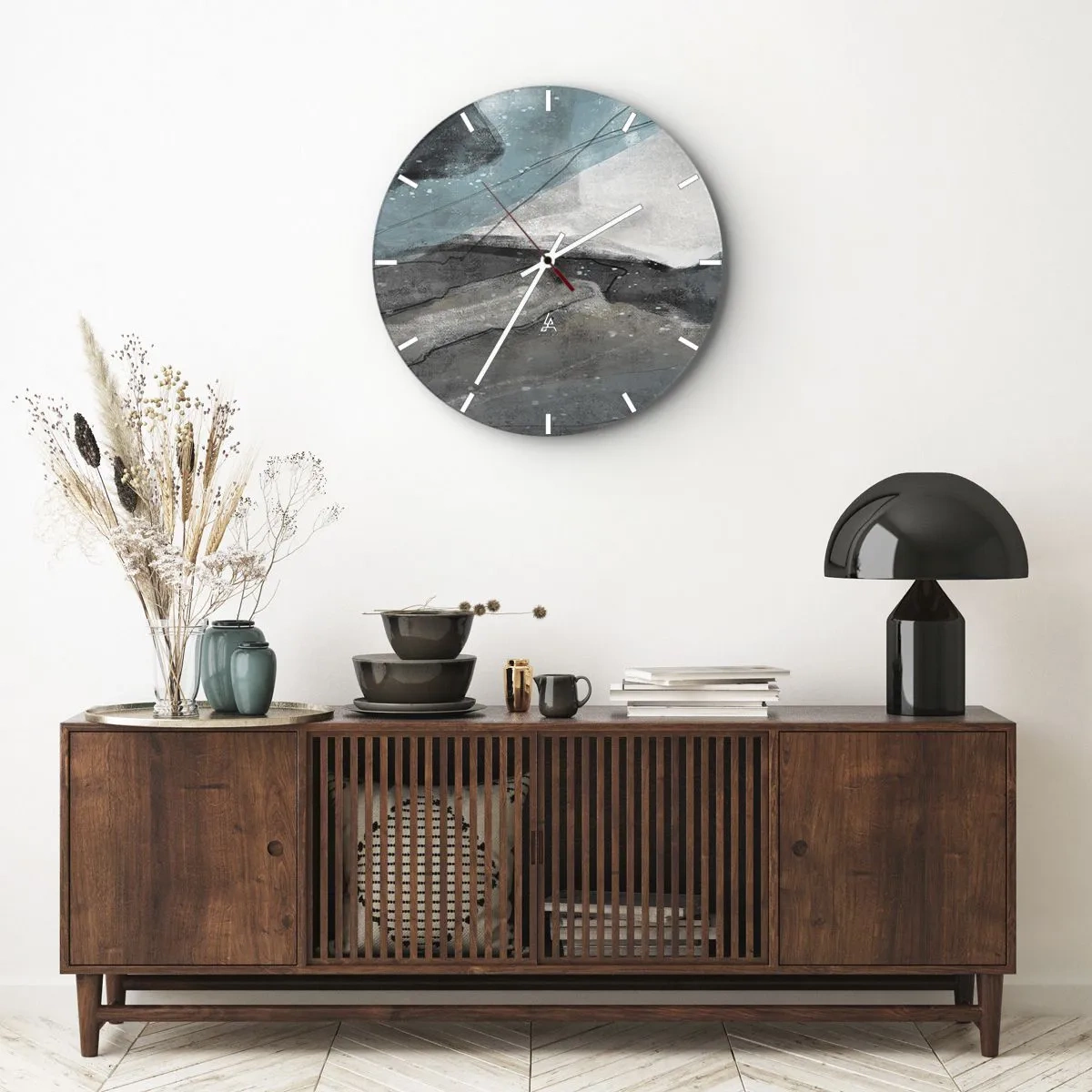 Nástěnné hodiny - Abstrakce: skály a led - 40x40 cm