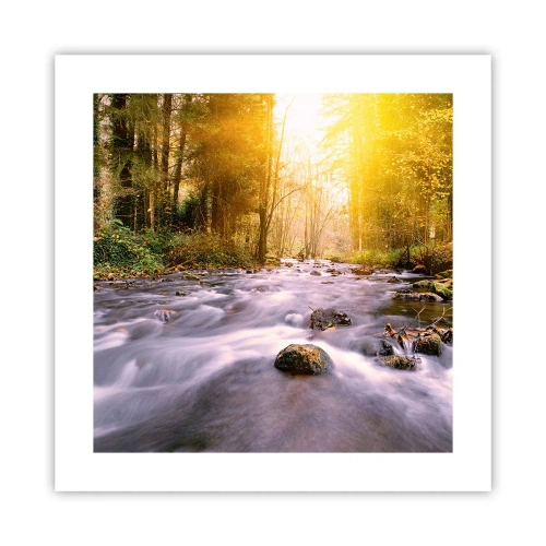 Plakát - Malachit ve stříbrně-zlaté podobě - 40x40 cm