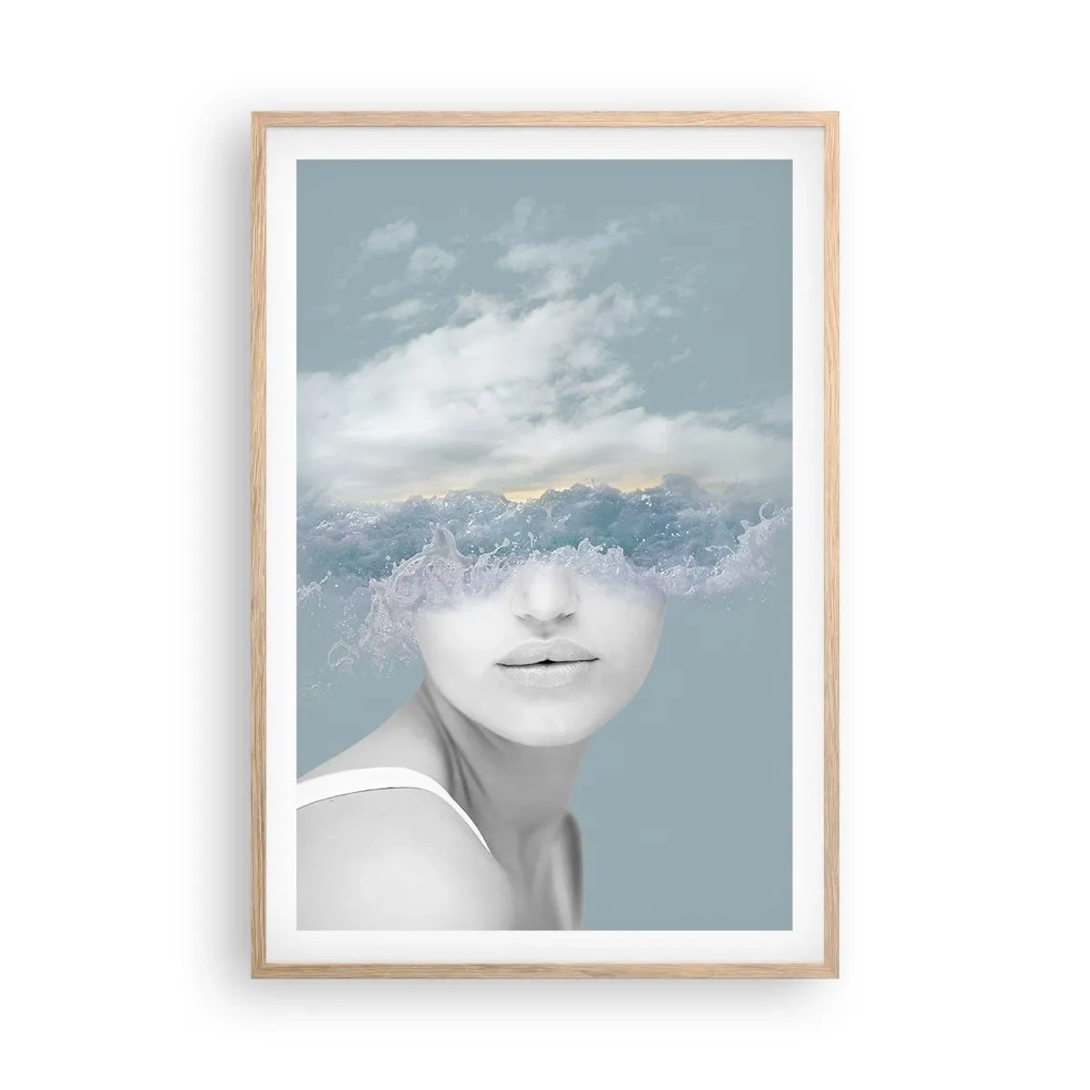 Plakát v rámu světlý dub - S hlavou v oblacích - 61x91 cm