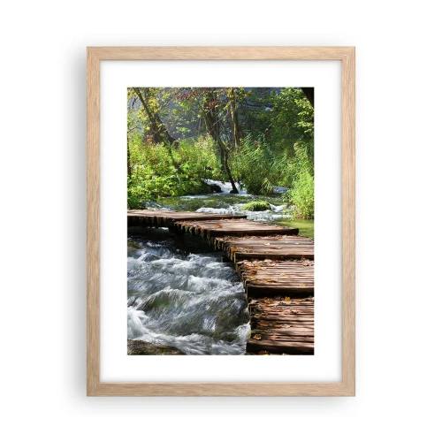 Plakát v rámu světlý dub - U zpěněného vodopádu - 30x40 cm