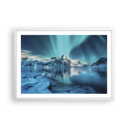 Plakát v bílém rámu - Noc plná světla - 70x50 cm
