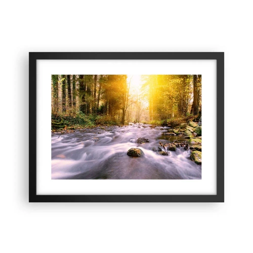 Plakát v černém rámu - Malachit ve stříbrně-zlaté podobě - 40x30 cm