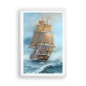 Plakát v bílém rámu - Běžící po vlnách - 61x91 cm