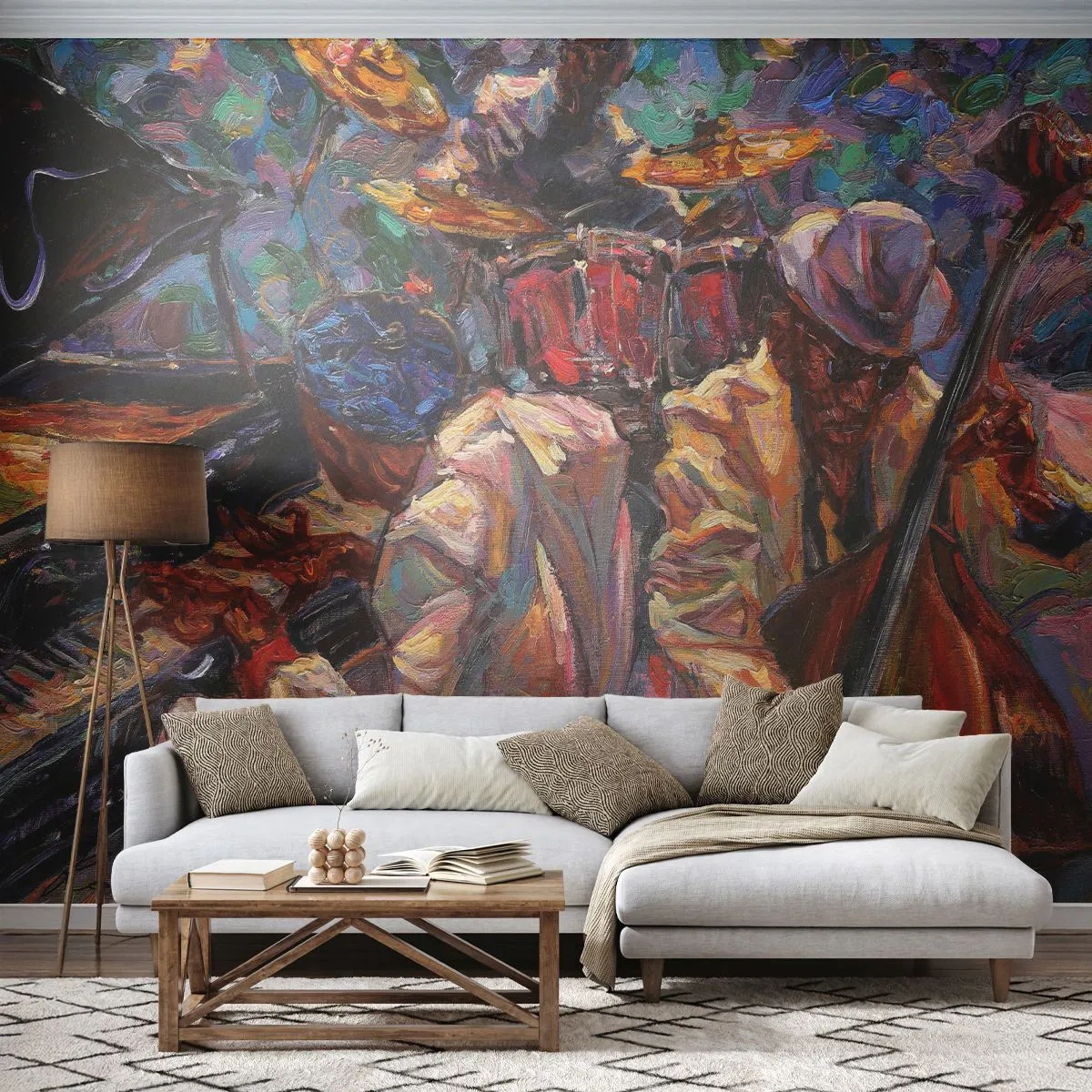 Fototapeta Samolepicí Deluxe Sticker - V jednom rytmu - Hudba, Jazz, Kontrabas - 250x175 cm