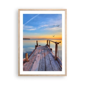 Plakát v rámu světlý dub - Jít před sebe směrem ke slunci - 50x70 cm