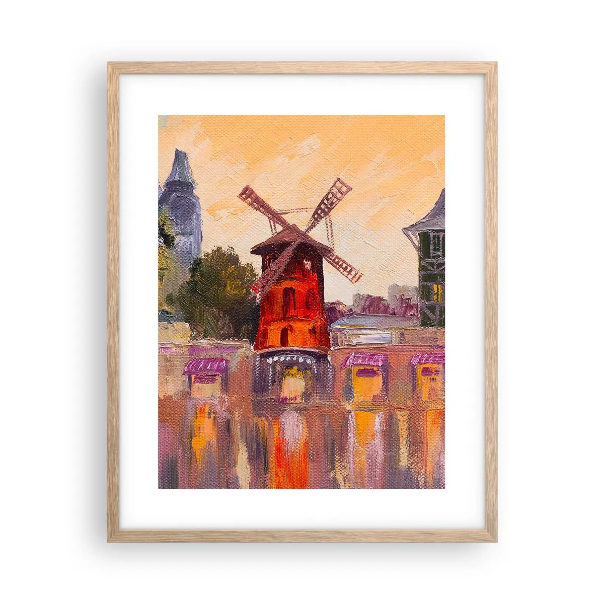 Plakát v rámu světlý dub - Pařížské ikony – Moulin Rouge - 40x50 cm
