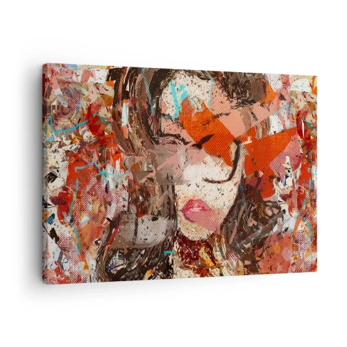 Obraz na plátně - Abstraktní portrét ženy v intenzivních barvách - 70x50cm - Jaká jsi skutečně nikdo neví - Moderní nástěnná dekorace do obývacího pokoje a ložnice ARTTOR