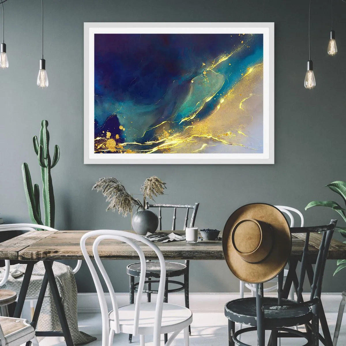 Plakát v bílém rámu - Zlatý močál - 91x61 cm