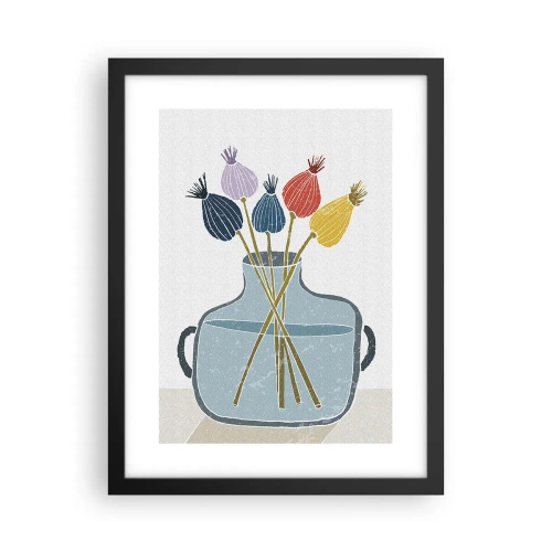 Plakát v černém rámu - Makové květy - 30x40 cm