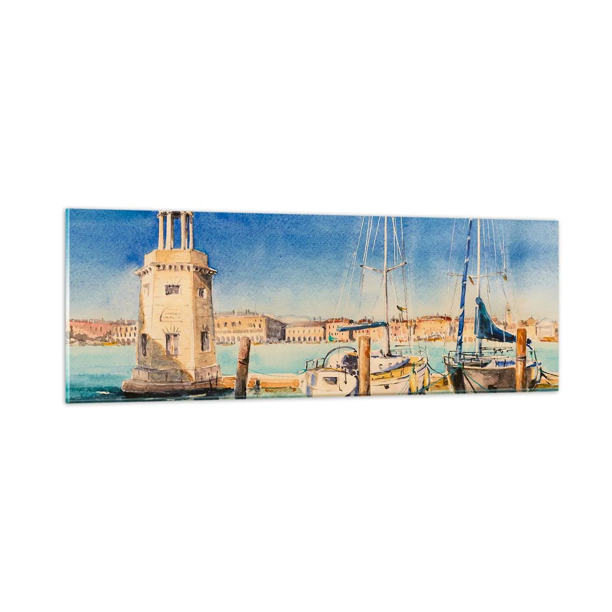 Obraz na skle - Slunečná laguna - 90x30 cm