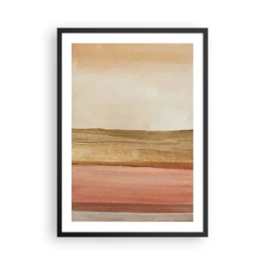 Plakát v černém rámu - Abstraktní kompozice v teplých odstínech béžové a růžové. - 50x70cm - Vertikální kompozice - Moderní nástěnná dekorace do obývacího pokoje a ložnice ARTTOR