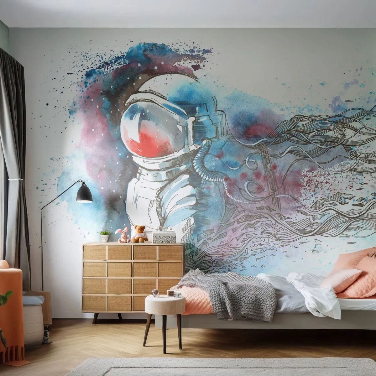 Fototapeta Premium Sand - Sám s vesmírem - Astronaut, Kosmonaut, Abstrakce - 100x70 cm