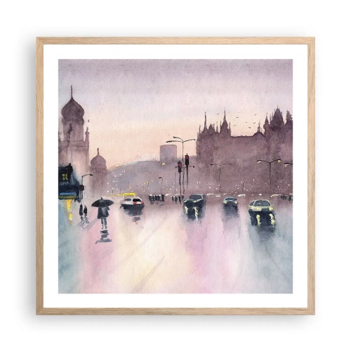 Plakát v rámu světlý dub - V deštivém oparu - 60x60 cm