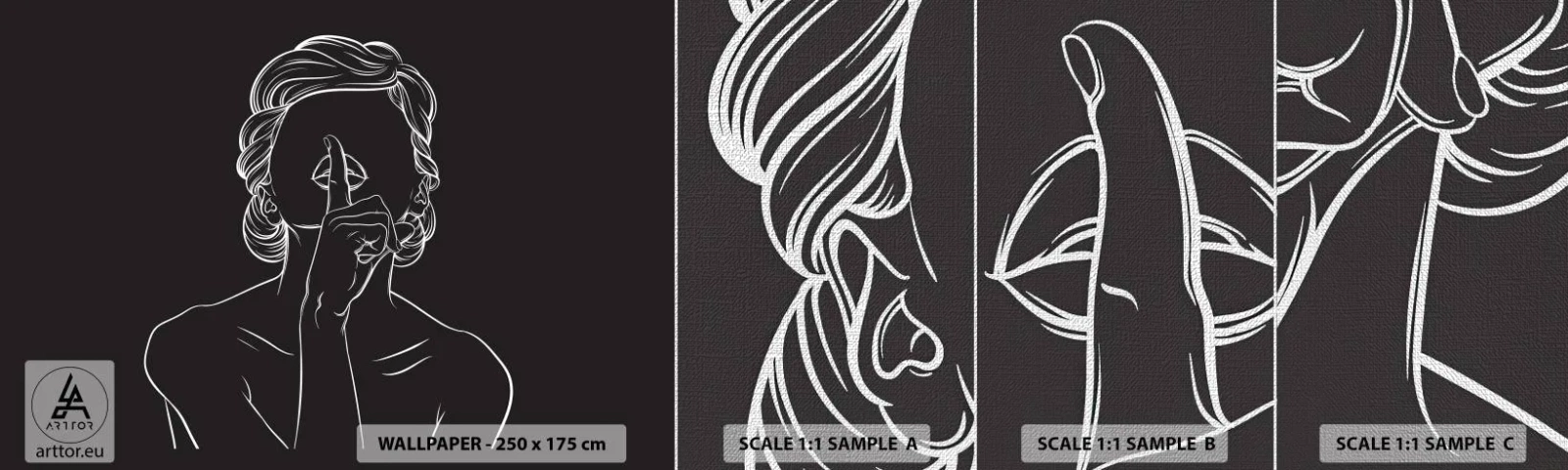 Vzor Fototapety Premium Canvas - Krása rozkvétá v tichu - Žena, Výkres, Čára - 100x30 cm